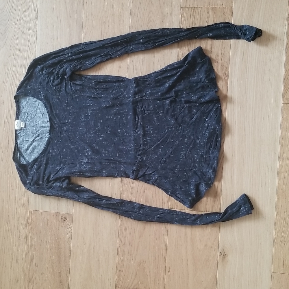 Wilfred dark grey printed peplum l/s cotton top size xxs worn once.